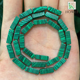 Green Malachite Stone Square Tube Spacer Beads 15'' Strand