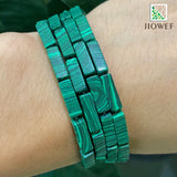 Green Malachite Stone Square Tube Spacer Beads 15'' Strand