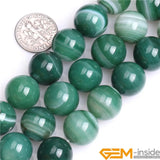 Green Sardonyx Agates Round Beads 15 Inch Strand for Jewelry Making