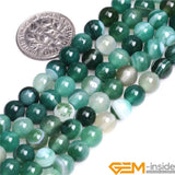 Green Sardonyx Agates Round Beads 15 Inch Strand for Jewelry Making
