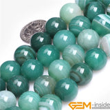 Green Sardonyx Agates Round Beads 15 Inch Strand for Jewelry Making