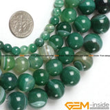 Green Sardonyx Agates Round Beads 15 Inch Strand for Jewelry Making