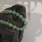 Green Strawberry Quartz Beads Bracelet Copper Plated Fine Jewelry Gift