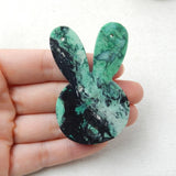 Natural Green Turquoise Carved Rabbit Head Pendant Bead 61x40x7mm