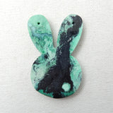 Natural Green Turquoise Carved Rabbit Head Pendant Bead 61x40x7mm
