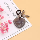 Grey Agate Heart Keychain Love Pendant Necklace Charm Jewelry 1Pc