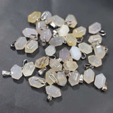 Grey Agate Hexagonal Pillar Ornament Necklace Pendants 30Pcs