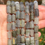 Grey Labradorite Faceted Cylinder Gemstone Beads for Jewelry Making