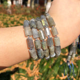 Grey Labradorite Faceted Cylinder Gemstone Beads for Jewelry Making