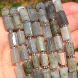 Grey Labradorite Faceted Cylinder Gemstone Beads for Jewelry Making