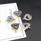 Grey Love Heart Gilt Edge Pendant for Jewelry Making