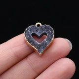 Grey Love Heart Gilt Edge Pendant for Jewelry Making