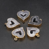 Grey Love Heart Gilt Edge Pendant for Jewelry Making