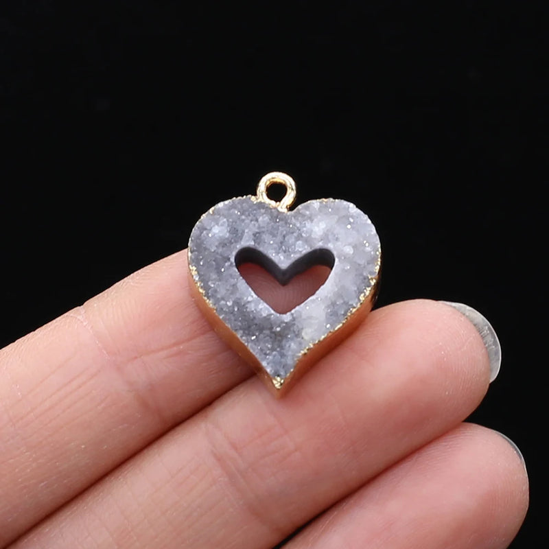 Grey Love Heart Gilt Edge Pendant for Jewelry Making