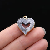 Grey Love Heart Gilt Edge Pendant for Jewelry Making