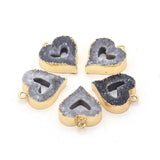 Grey Love Heart Gilt Edge Pendant for Jewelry Making