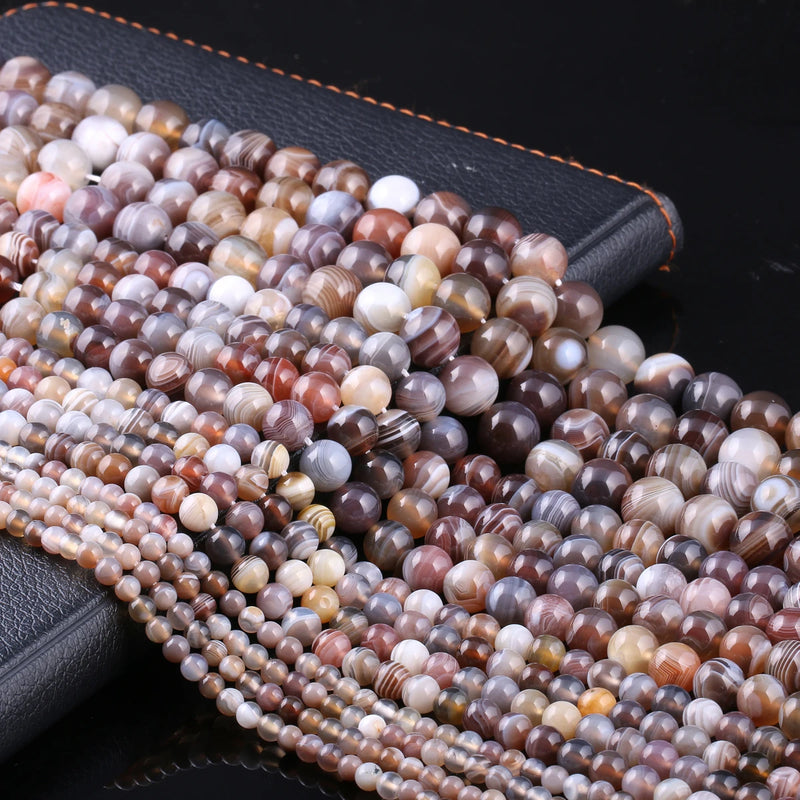 Grey Striped Agates Beading Round Loose Beads for DIY Jewelry Making