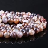 Grey Striped Agates Beading Round Loose Beads for DIY Jewelry Making