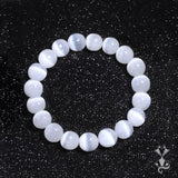 Gypsum Beaded Bracelet Women Men Cat Eye Round Bead Wristband