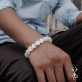 Gypsum Beaded Bracelet Women Men Cat Eye Round Bead Wristband