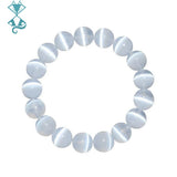 Gypsum Beaded Bracelet Women Men Cat Eye Round Bead Wristband