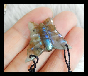 Labradorite Butterfly Necklace Pendant Handcarved