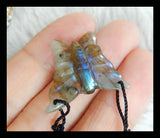 Labradorite Butterfly Necklace Pendant Handcarved