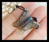 Labradorite Butterfly Necklace Pendant Handcarved