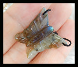 Labradorite Butterfly Necklace Pendant Handcarved
