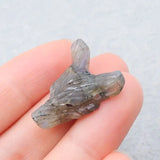Natural Stone Labradorite Wolf Head Necklace Pendant