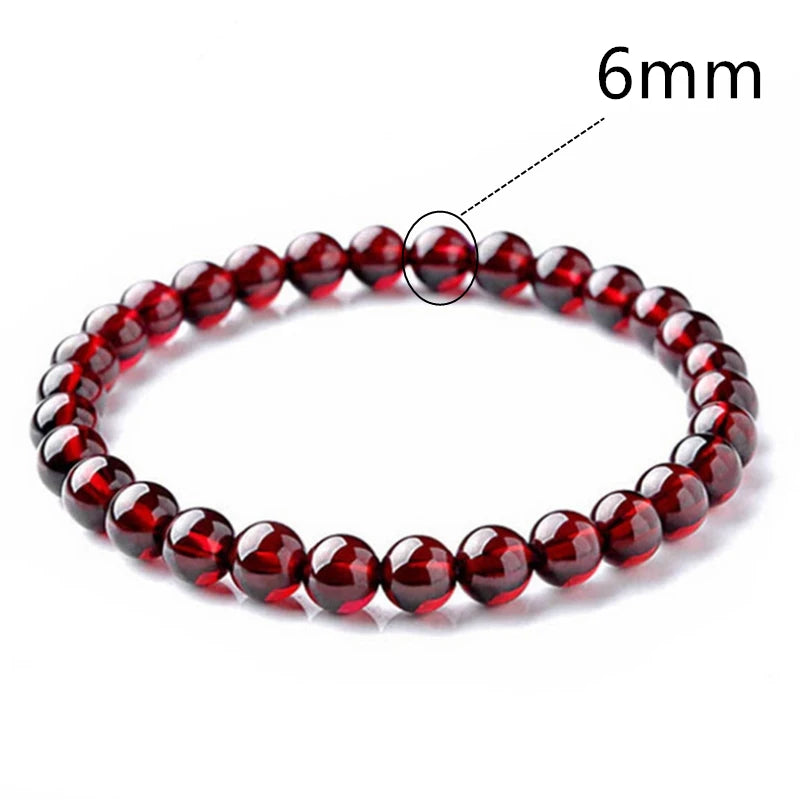 6-8mm Garnet Beads Bracelet Red Yoga Meditation Jewelry