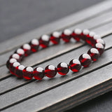 6-8mm Garnet Beads Bracelet Red Yoga Meditation Jewelry