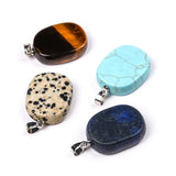 Natural Stone Carve Clover Triquetra Geometric Pattern Pendant Necklace