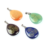 Natural Stone Triple Spiral Reiki Symbol Necklace