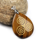 Natural Stone Triple Spiral Reiki Symbol Necklace