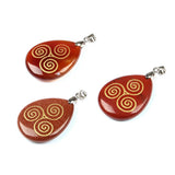 Natural Stone Triple Spiral Reiki Symbol Necklace