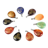 Natural Stone Triple Spiral Reiki Symbol Necklace