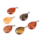 Natural Stone Triple Spiral Reiki Symbol Necklace