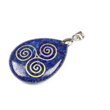 Natural Stone Triple Spiral Reiki Symbol Necklace