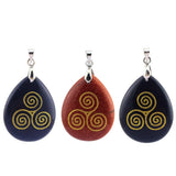 Natural Stone Triple Spiral Reiki Symbol Necklace