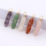 Stone Copper Wire Hex Prism Amethyst Pendant for DIY Chakra Jewelry
