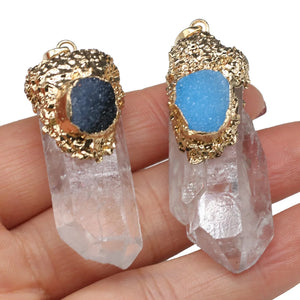 Natural Stone Crystal Cluster Bead Pendant Charms