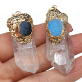 Natural Stone Crystal Cluster Bead Pendant Charms