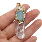 Natural Stone Crystal Cluster Bead Pendant Charms