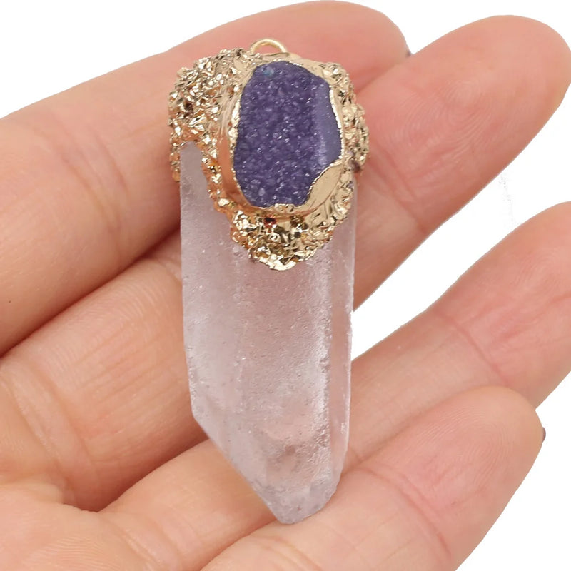 Natural Stone Crystal Cluster Bead Pendant Charms