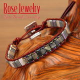 Natural Stone Chakra Bracelet Leather Wrap Creative Couples Bracelets