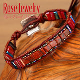 Natural Stone Chakra Bracelet Leather Wrap Creative Couples Bracelets