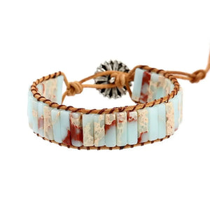 Opal Tube Chakra Bracelet Leather Wrap Couples Bracelets