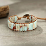 Opal Tube Chakra Bracelet Leather Wrap Couples Bracelets