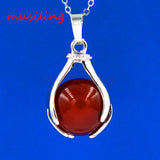 Natural Stone Hands Ball Bead Pendants Pendulum Silver Plated Charms Amulet